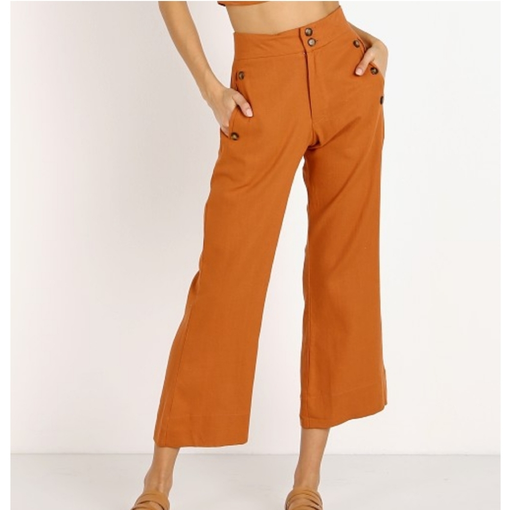 Free People Jenn's Pirate Booty Linen crop pants
